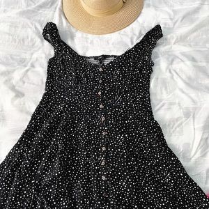 Black Spotted Midi-Dress